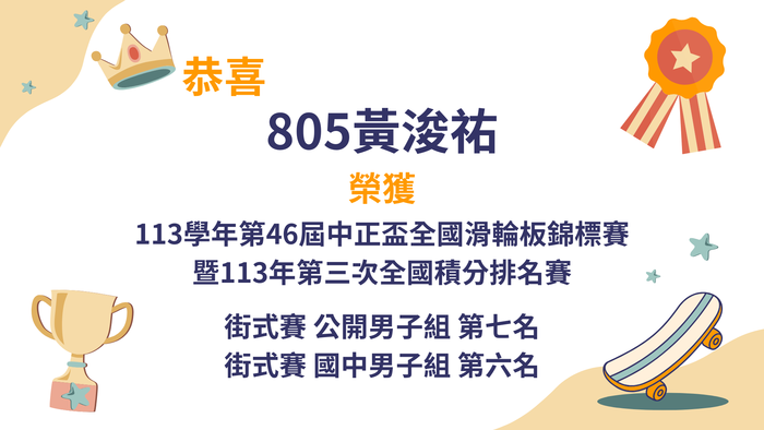 113學年第46屆中正盃全國滑輪板錦標賽暨113年第三次全國積分排名賽